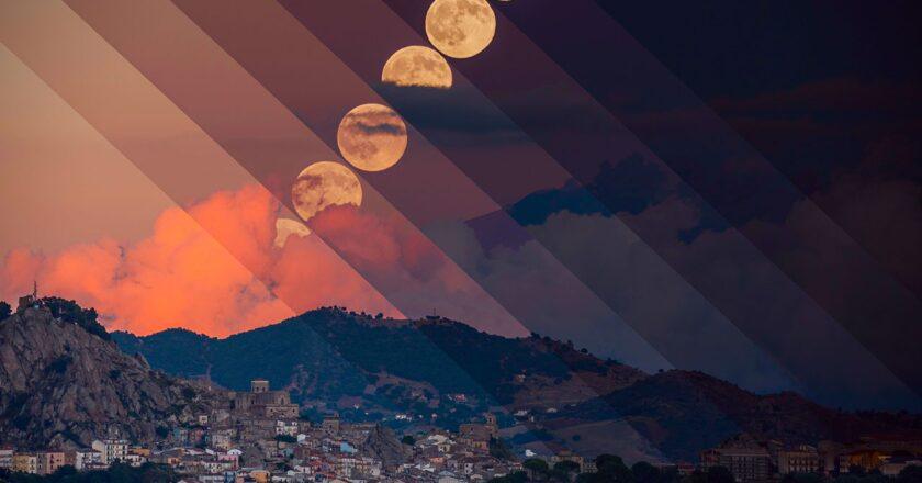 Luna de Cosecha de 2026 con el Monte Etna en Eruptiva – 1 de octubre